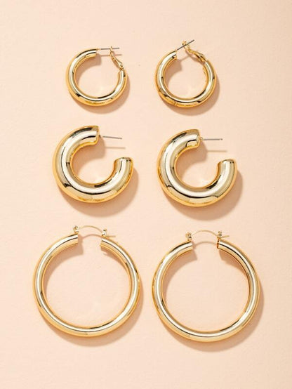 3pairs Chunky Hoop Earrings - LuckyFash™