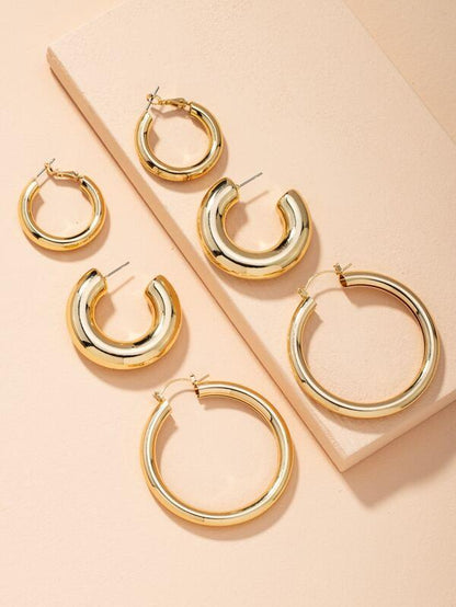 3pairs Chunky Hoop Earrings - LuckyFash™