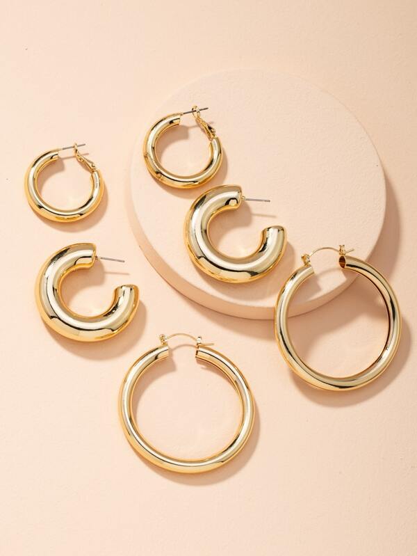 3pairs Chunky Hoop Earrings - LuckyFash™