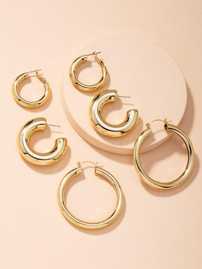 3pairs Chunky Hoop Earrings - LuckyFash™