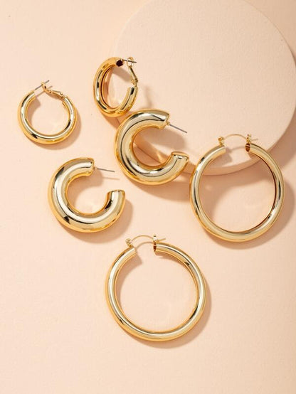 3pairs Chunky Hoop Earrings - LuckyFash™