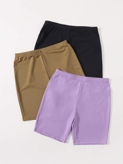 3pcs Solid Biker Shorts - LuckyFash™