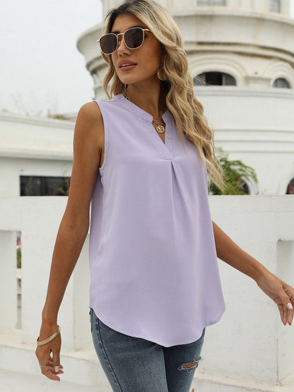 Tank Tops Solid Shirt Loose V-Neck Pullover Sleeveless Tank Top - LuckyFash™