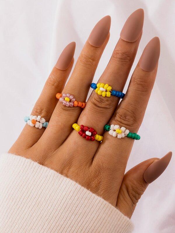 5pcs Simple Beaded Ring - LuckyFash™