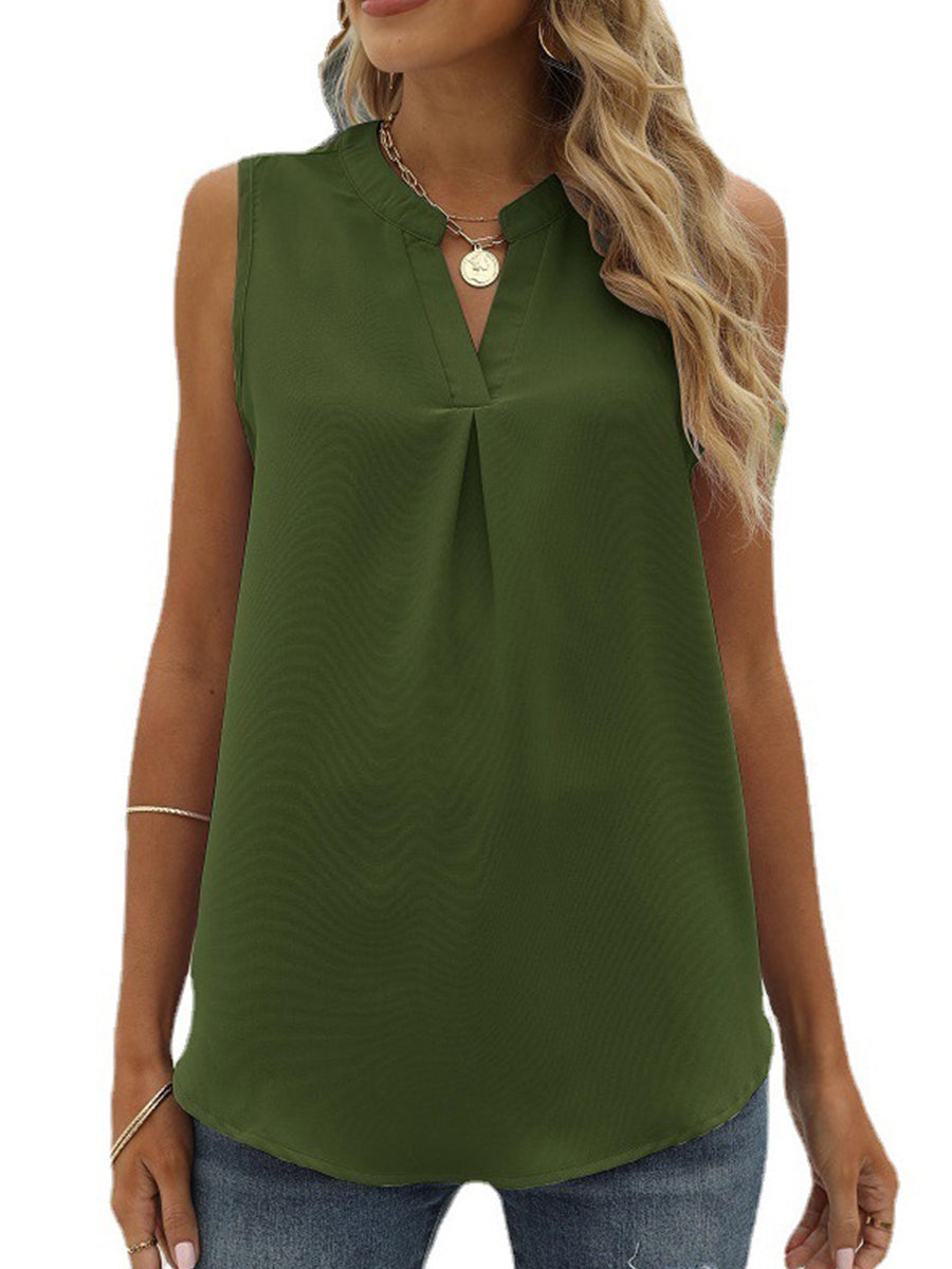 Tank Tops Solid Shirt Loose V-Neck Pullover Sleeveless Tank Top - LuckyFash™