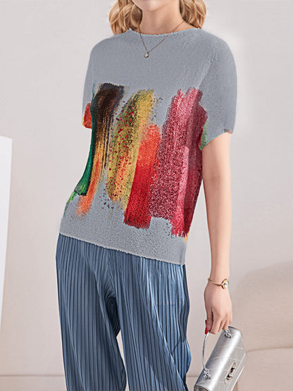 T-Shirts Embroidered Stretch Print Loose T-Shirt - LuckyFash™