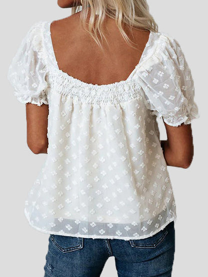 Women's Blouses Jacquard Square Neck Chiffon Blouse - LuckyFash™