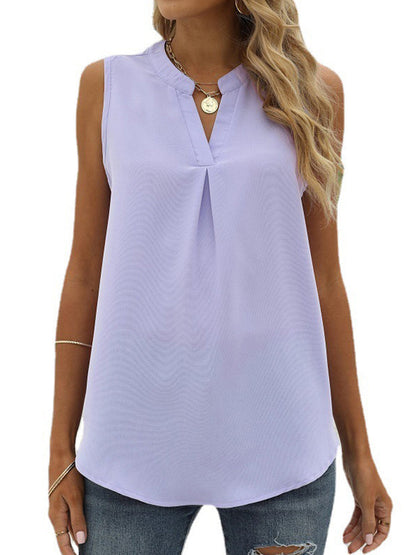 Tank Tops Solid Shirt Loose V-Neck Pullover Sleeveless Tank Top - LuckyFash™