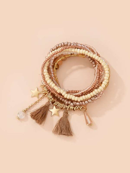 9pcs Tassel Charm Beaded Bracelet - LuckyFash™