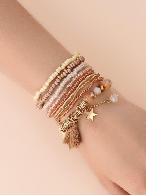 9pcs Tassel Charm Beaded Bracelet - LuckyFash™