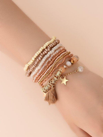 9pcs Tassel Charm Beaded Bracelet - LuckyFash™