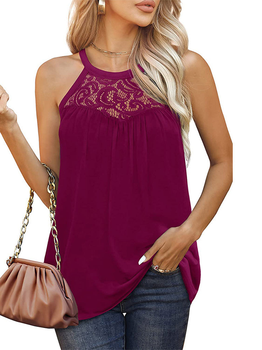 Tank Tops Sexy Lace Pleated Sleeveless Tank Top - LuckyFash™