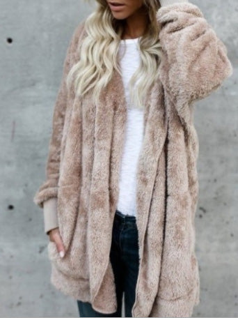 Women's Coats Plush Pockets Long Sleeve Mid-Length Coat - LuckyFash™