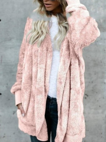 Women's Coats Plush Pockets Long Sleeve Mid-Length Coat - LuckyFash™