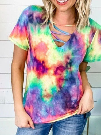 Slim Slimming Tie-dye Short-sleeved T-shirt - LuckyFash™