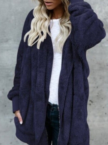 Women's Coats Plush Pockets Long Sleeve Mid-Length Coat - LuckyFash™