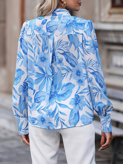 Blouses Lapel Single Breasted Printed Long Sleeve Blouse - LuckyFash™