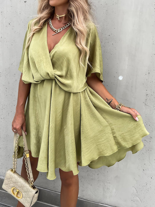 Dresses Loose V-Neck Short Sleeve Mini Dress - LuckyFash™