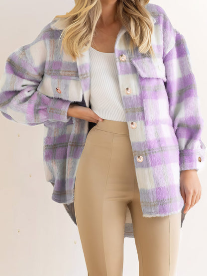 Coats Plaid Plush Single Breasted Wool Thick Coat - LuckyFash™