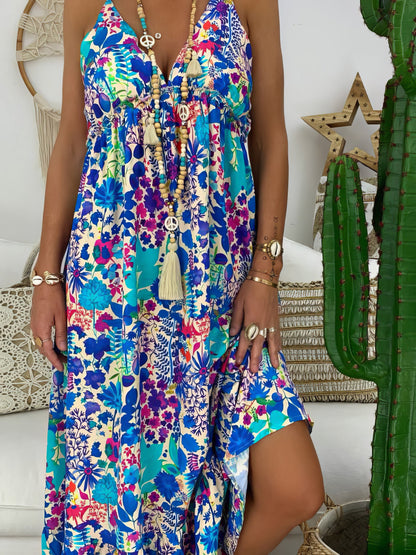 Dresses Printed Sling V-Neck Maxi Dress - LuckyFash™