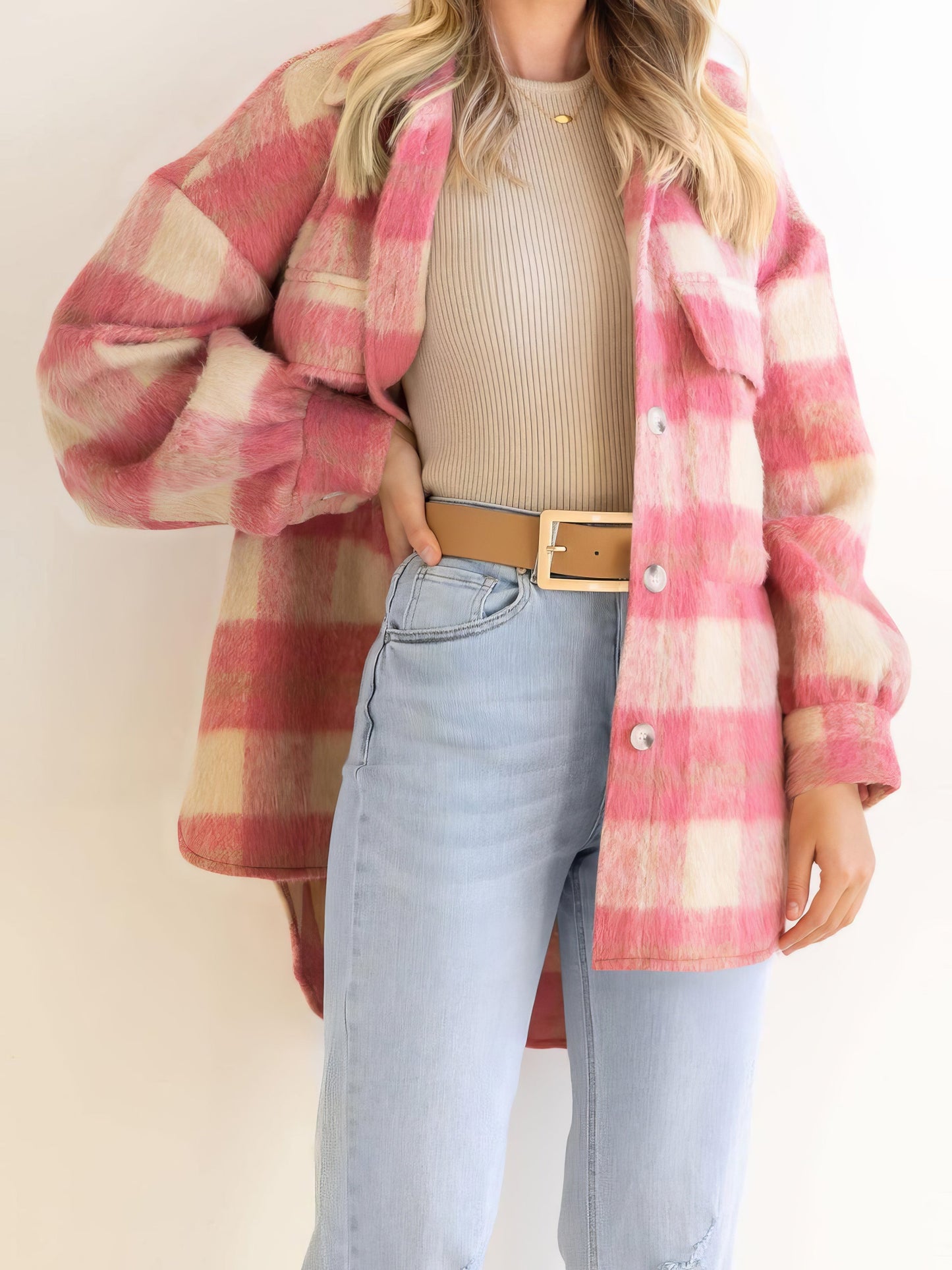 Coats Plaid Plush Single Breasted Wool Thick Coat - LuckyFash™