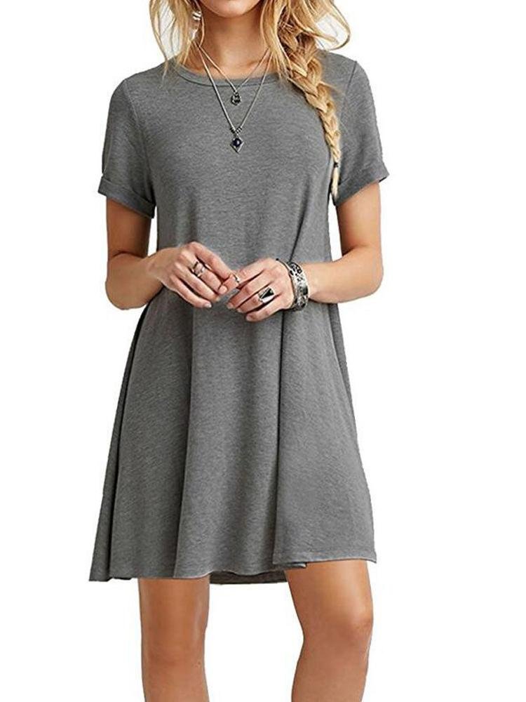 A-Line Casual Short Sleeve T-Shirt Dress - LuckyFash™