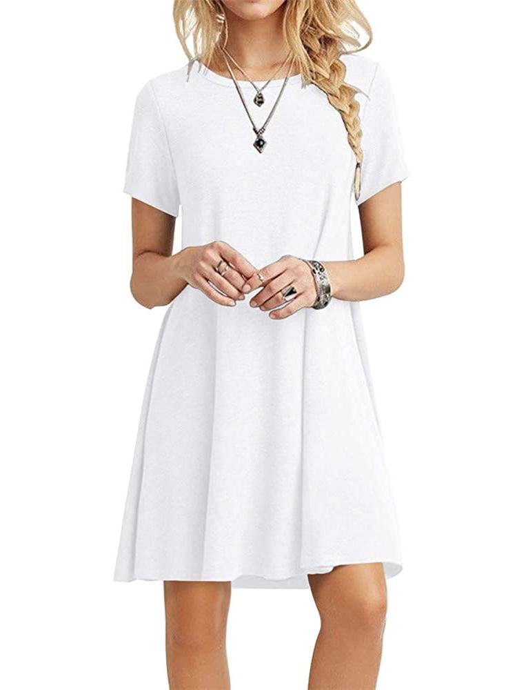 A-Line Casual Short Sleeve T-Shirt Dress - LuckyFash™