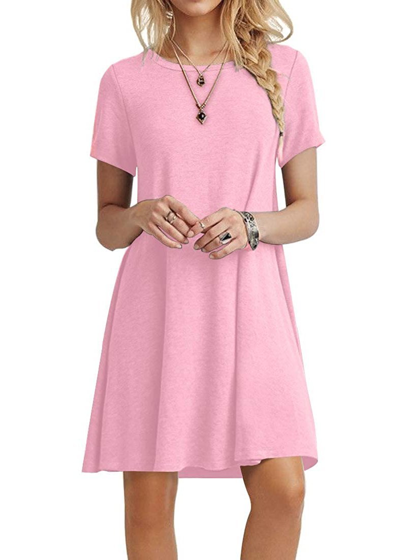 A-Line Casual Short Sleeve T-Shirt Dress - LuckyFash™