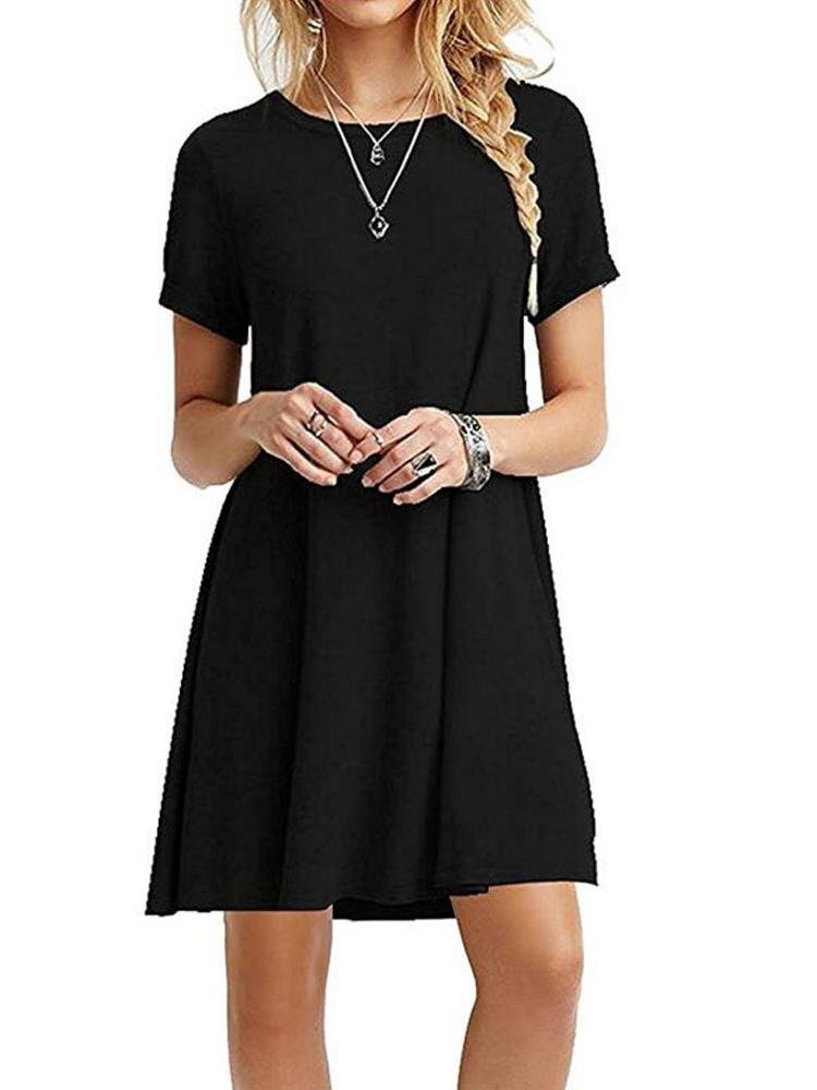 A-Line Casual Short Sleeve T-Shirt Dress - LuckyFash™