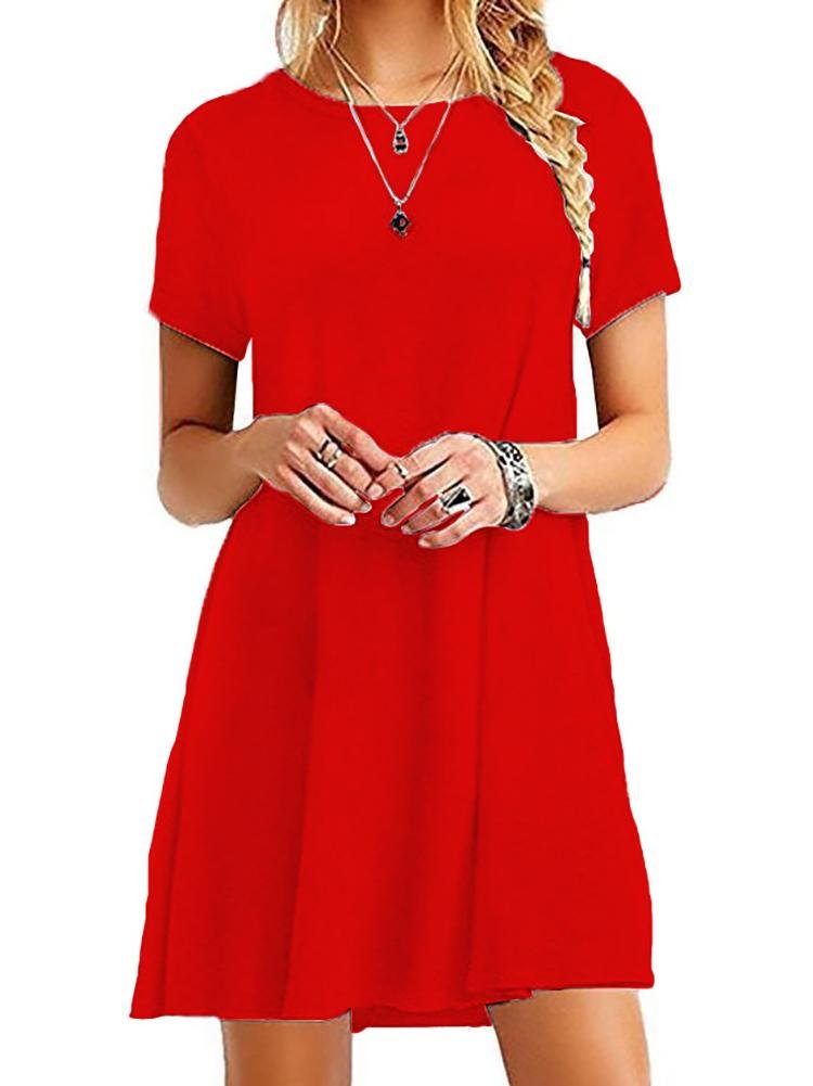 A-Line Casual Short Sleeve T-Shirt Dress - LuckyFash™