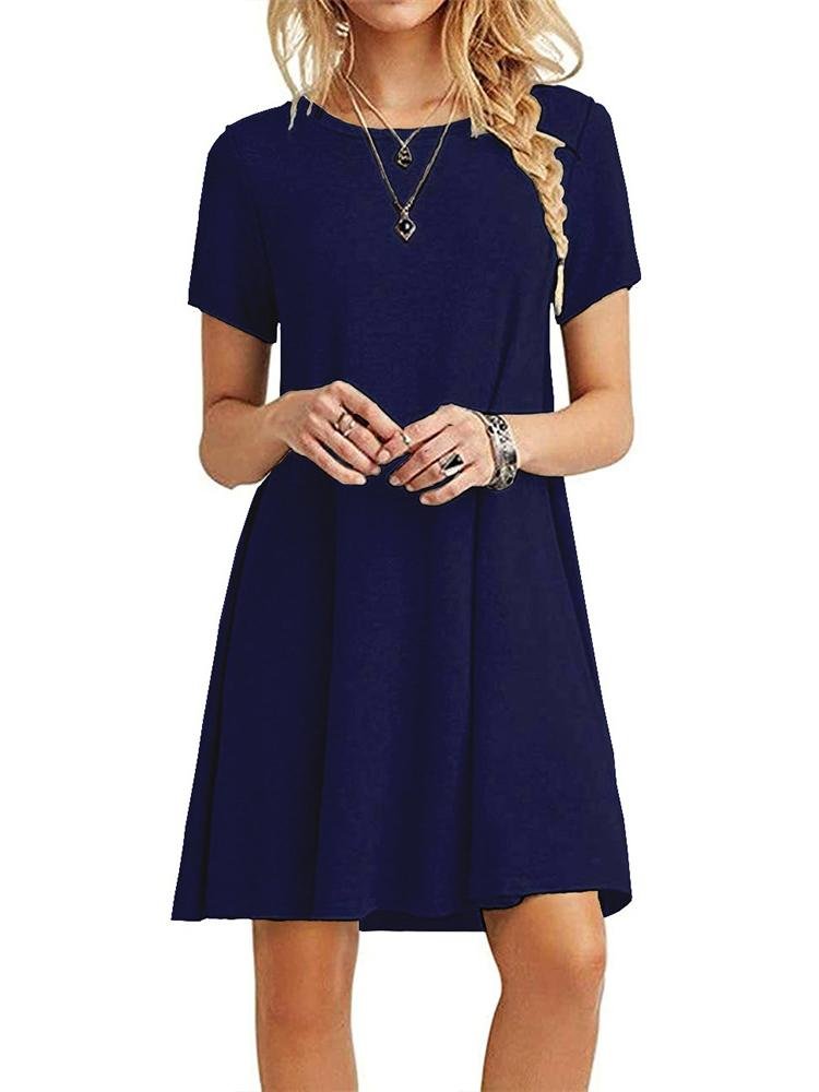 A-Line Casual Short Sleeve T-Shirt Dress - LuckyFash™