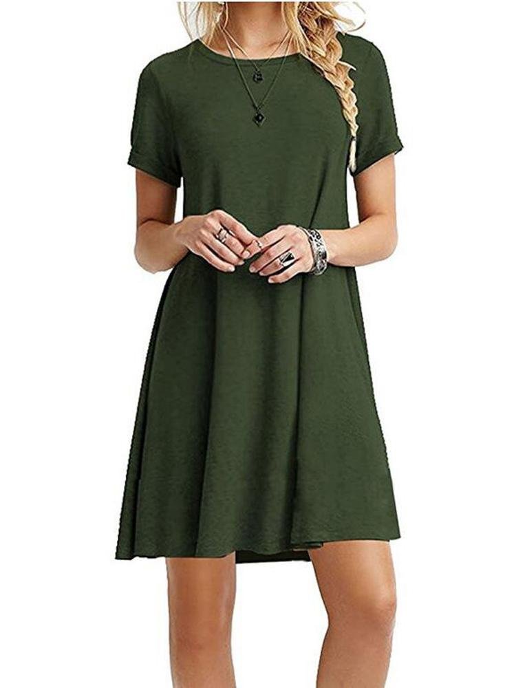 A-Line Casual Short Sleeve T-Shirt Dress - LuckyFash™