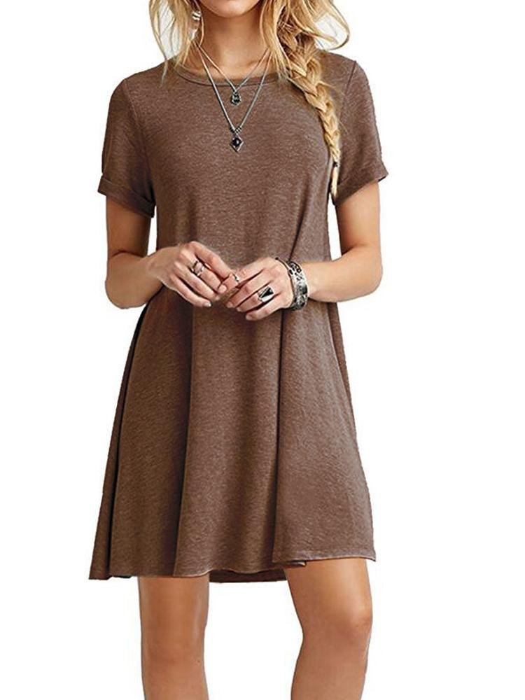 A-Line Casual Short Sleeve T-Shirt Dress - LuckyFash™