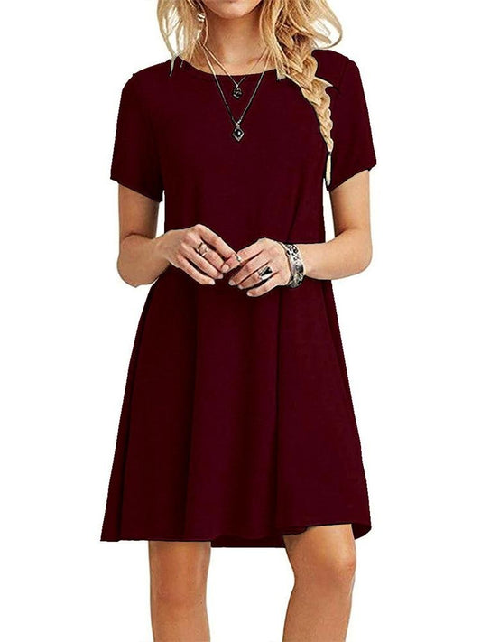 A-Line Casual Short Sleeve T-Shirt Dress - LuckyFash™