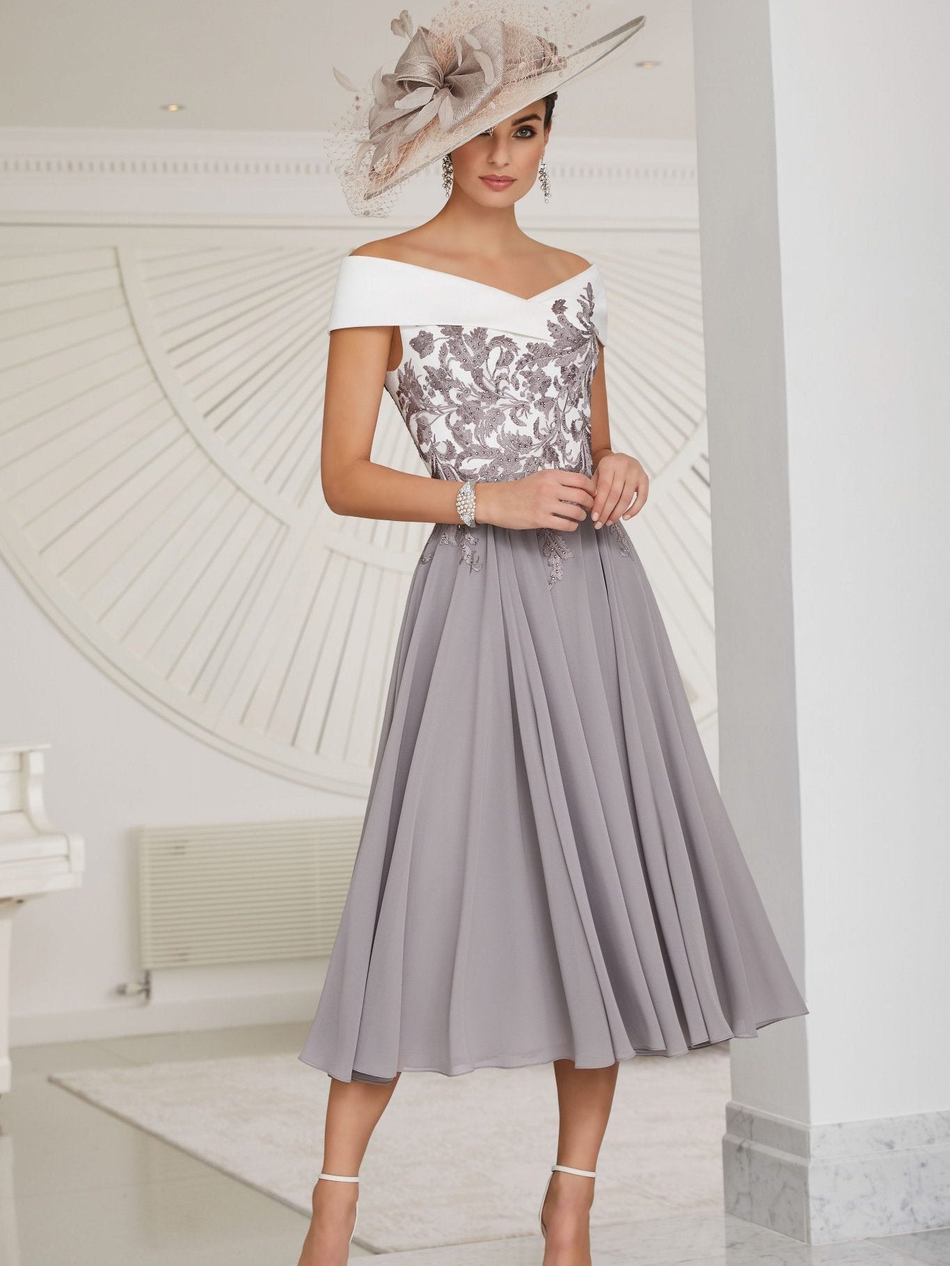 A Line Chiffon Patchwork Wedding Midi Dress - LuckyFash™