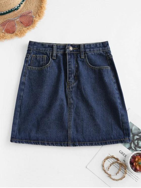 A Line Denim Skirt - LuckyFash™