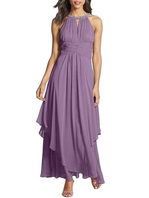 A-Line Scoop Neck Asymmetrical Chiffon Junior Bridesmaid Dress With Ruffle Bow - LuckyFash™