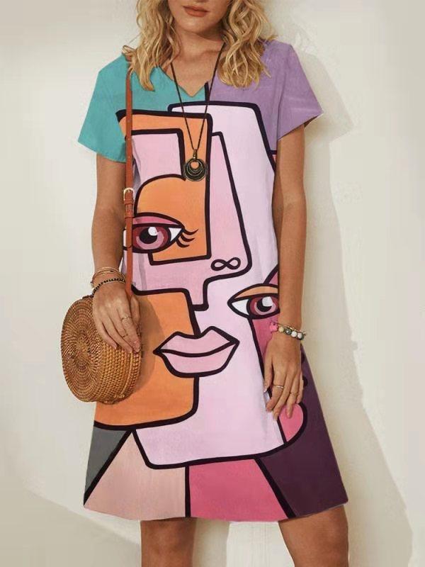 Abstract Painting Printed Mini Dresses - LuckyFash™