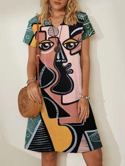 Abstract Painting Printed Mini Dresses - LuckyFash™