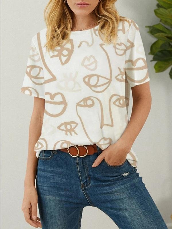 Abstract Painting Printed Short-sleeved Loose Casual T-shirt - LuckyFash™