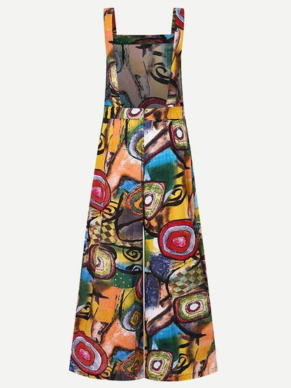 Abstract Printed Overalls Wide-leg Pants Jumpsuit - LuckyFash™