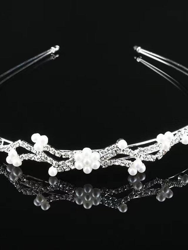 1PC Women's Headbands Headband For Wedding Party Evening Birthday Drusy Imitation Pearl Rhinestone Alloy 1 2 3 - LuckyFash™