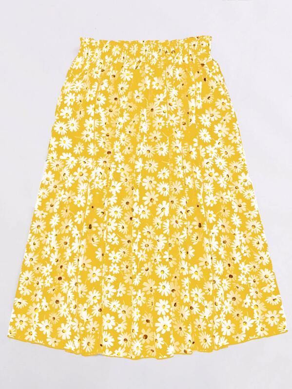 Allover Daisy Print Skirt - LuckyFash™