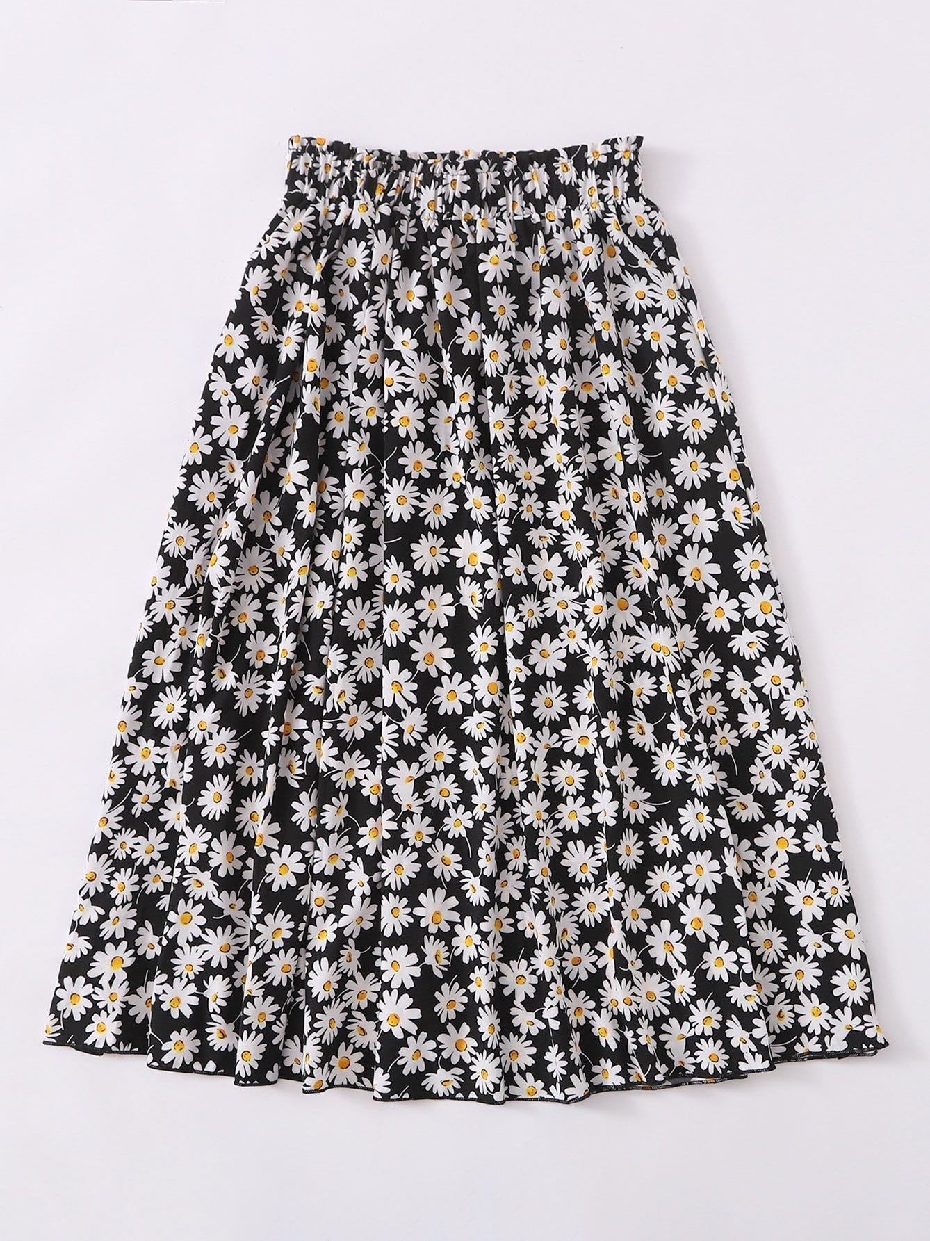 Allover Daisy Print Skirt - LuckyFash™