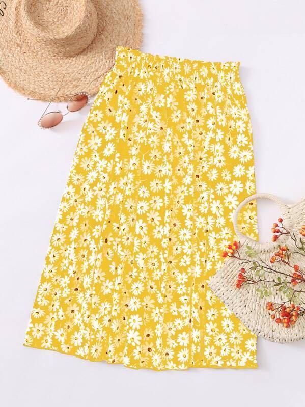 Allover Daisy Print Skirt - LuckyFash™