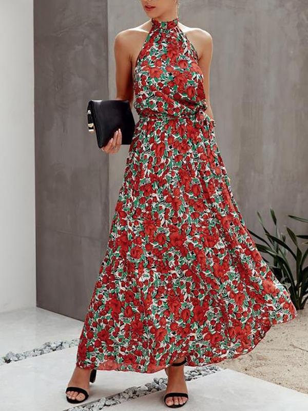 Allover Floral Maxi Halter Dress - LuckyFash™