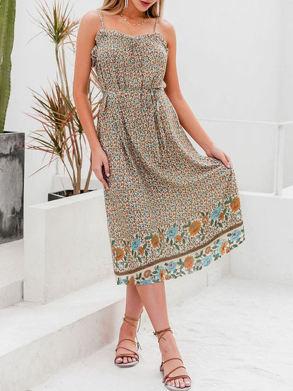 Allover Floral Shirred Wrap Dress - LuckyFash™