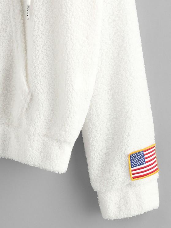 American Flag Dreamer Embroidered Quarter Zip Teddy Hoodie - LuckyFash™