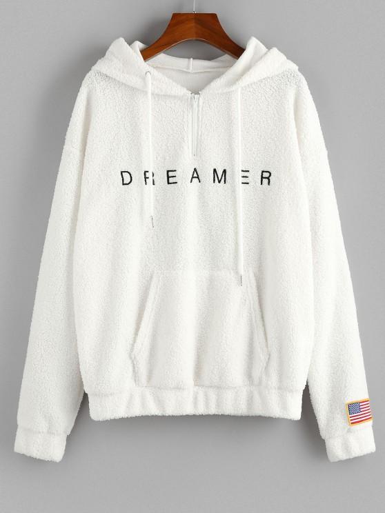 American Flag Dreamer Embroidered Quarter Zip Teddy Hoodie - LuckyFash™