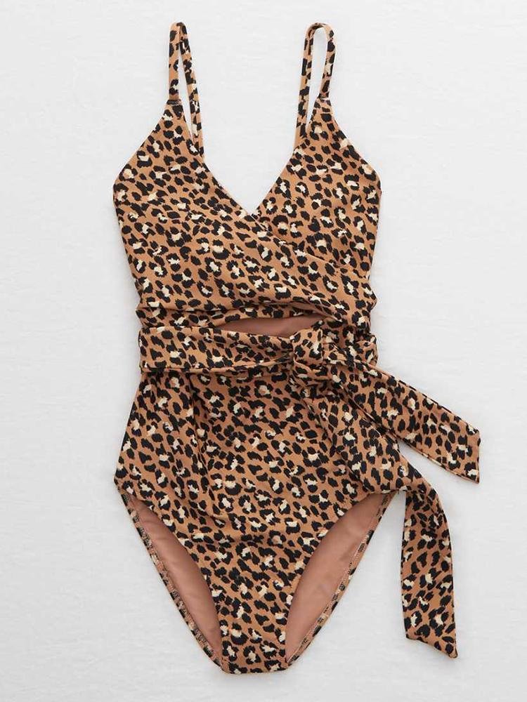 Animal Print Wrap One Piece Swimsuit - LuckyFash™